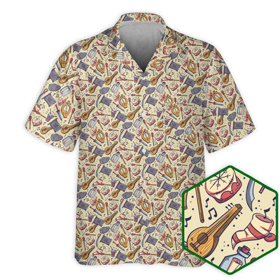 DnD Bard With Sword And Music Pattern - Hawaiian Shirt - Owls Matrix LTD
