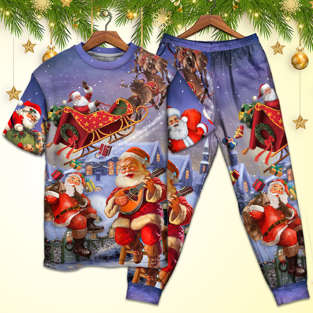 Christmas Santa Claus Funny Art Style - Pajamas Short Sleeve - Owls Matrix LTD