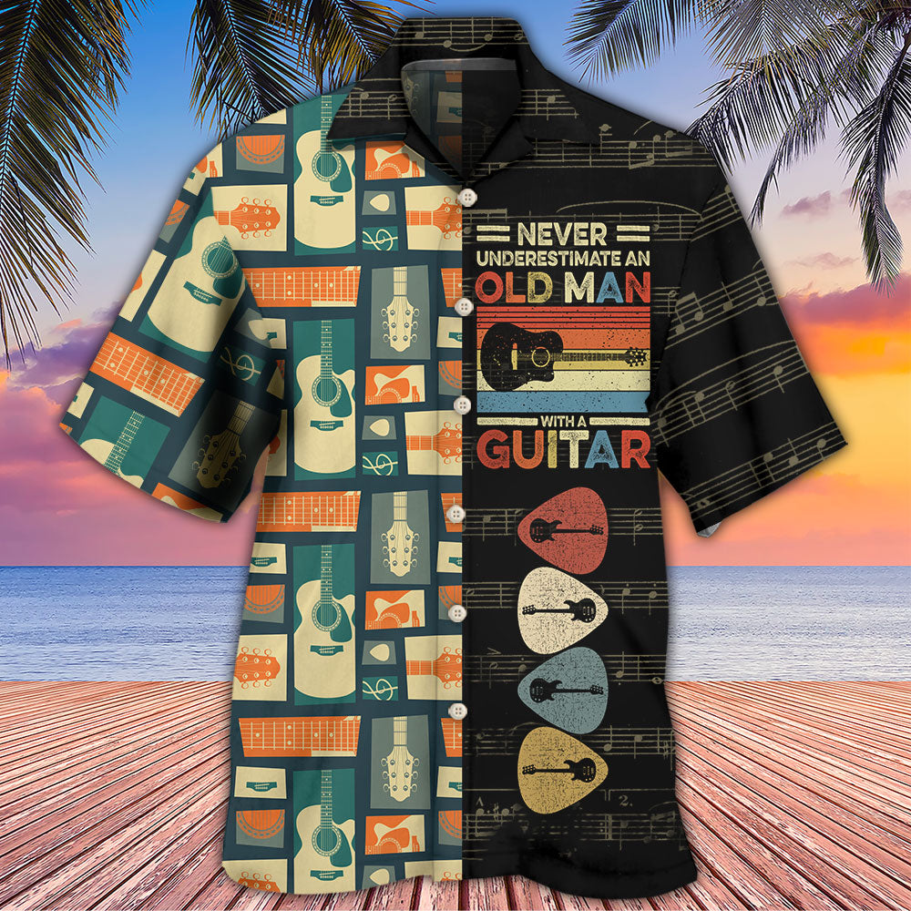 Guitar Never Underestmate An Old Man With A Guitar - Hawaiian Shirt - Owls Matrix LTD