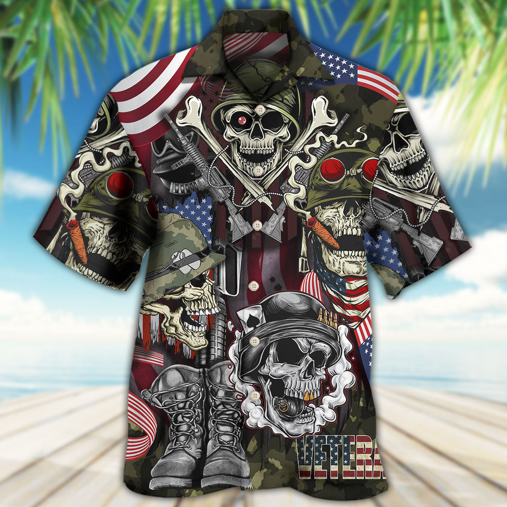 Veteran Skull War Art - Hawaiian Shirt - Owls Matrix LTD