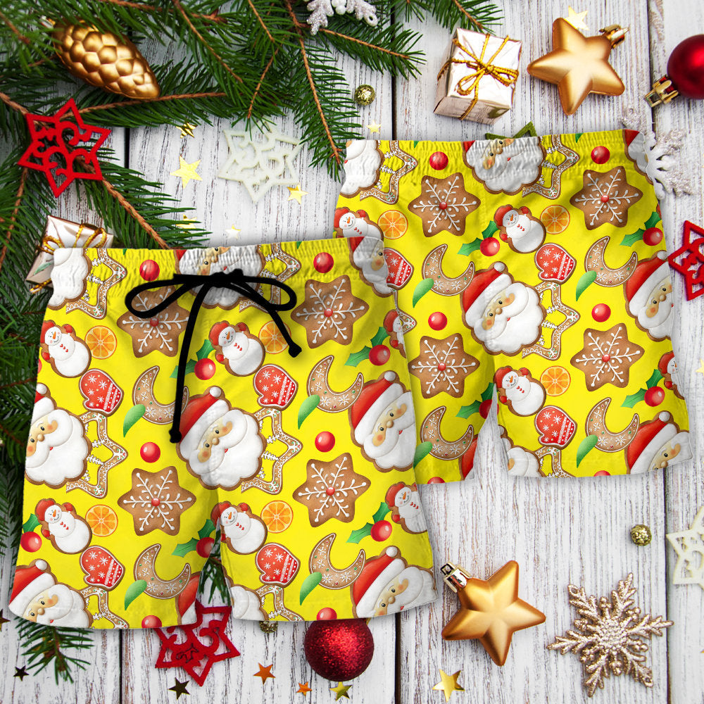 Christmas Santa Snowman Gingerbread And Sweets - Beach Short - Owls Matrix LTD