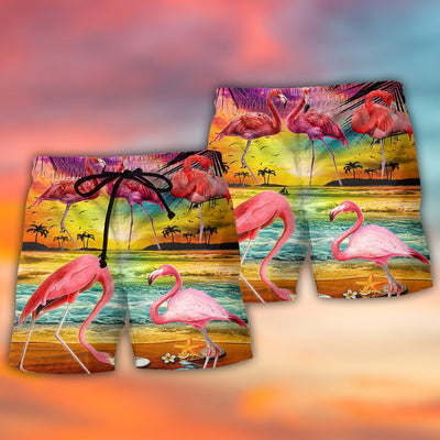 Flamingo In The Paradise Summer Cool Style - Beach Short - Owls Matrix LTD