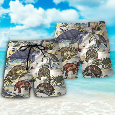 Turtle And Tropical Beach - Beach Short - Owls Matrix LTD