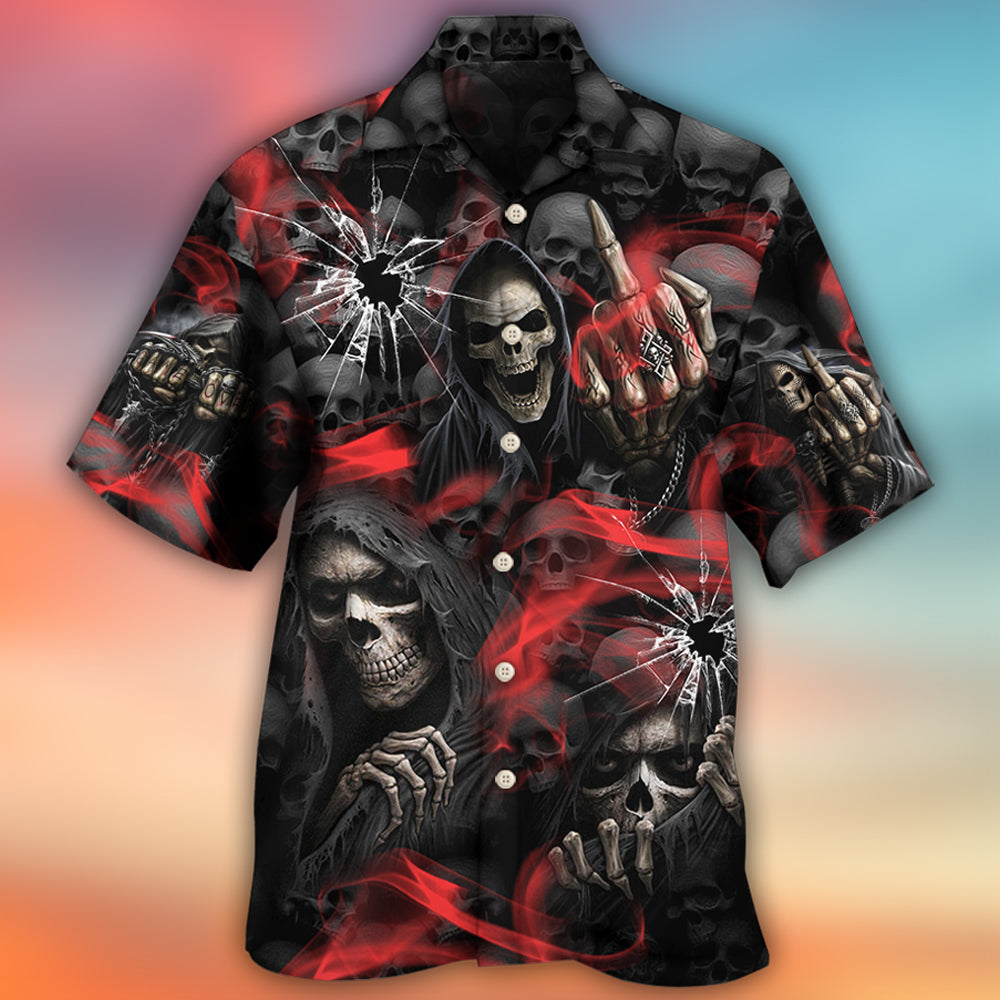 Skull Dark Red Smoke - Hawaiian Shirt - Owls Matrix LTD