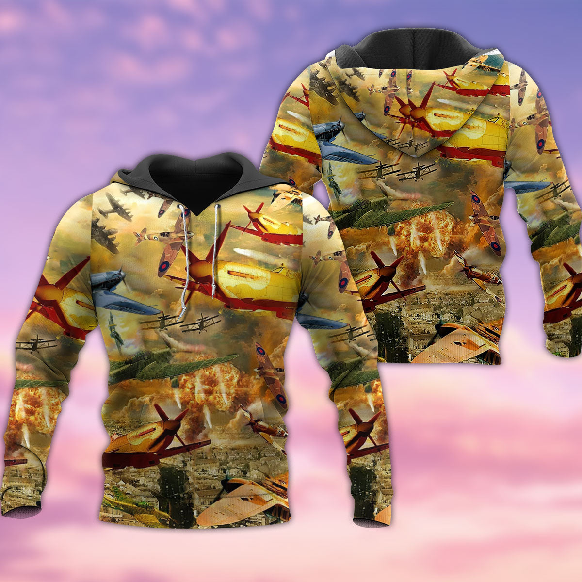 Combat Aircrafts Fly Sky With Yellow Style - Hoodie - Owls Matrix LTD