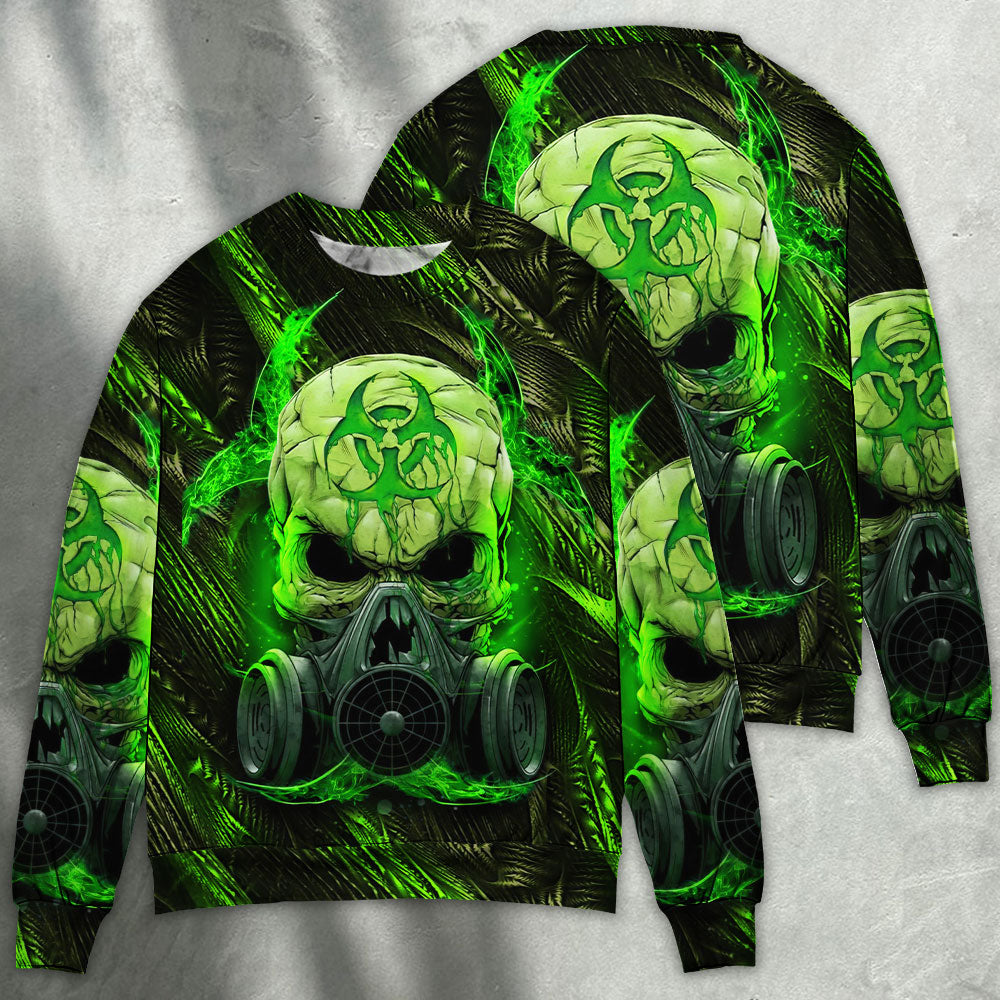 Skull Mask Green Lighting - Sweater - Ugly Christmas Sweater - Owls Matrix LTD