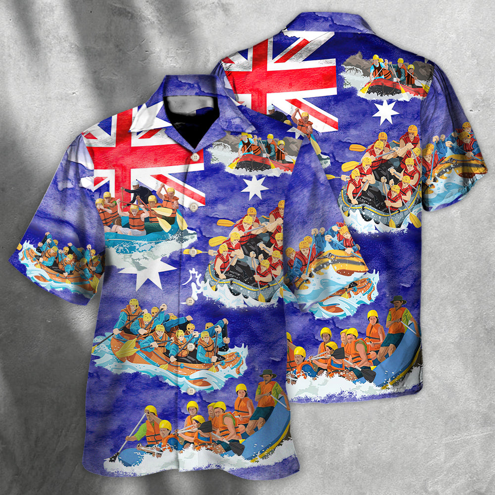 Water Rafting River Rafting Team Funny Lover Australia Flag Vintage Art Style - Hawaiian Shirt - Owls Matrix LTD