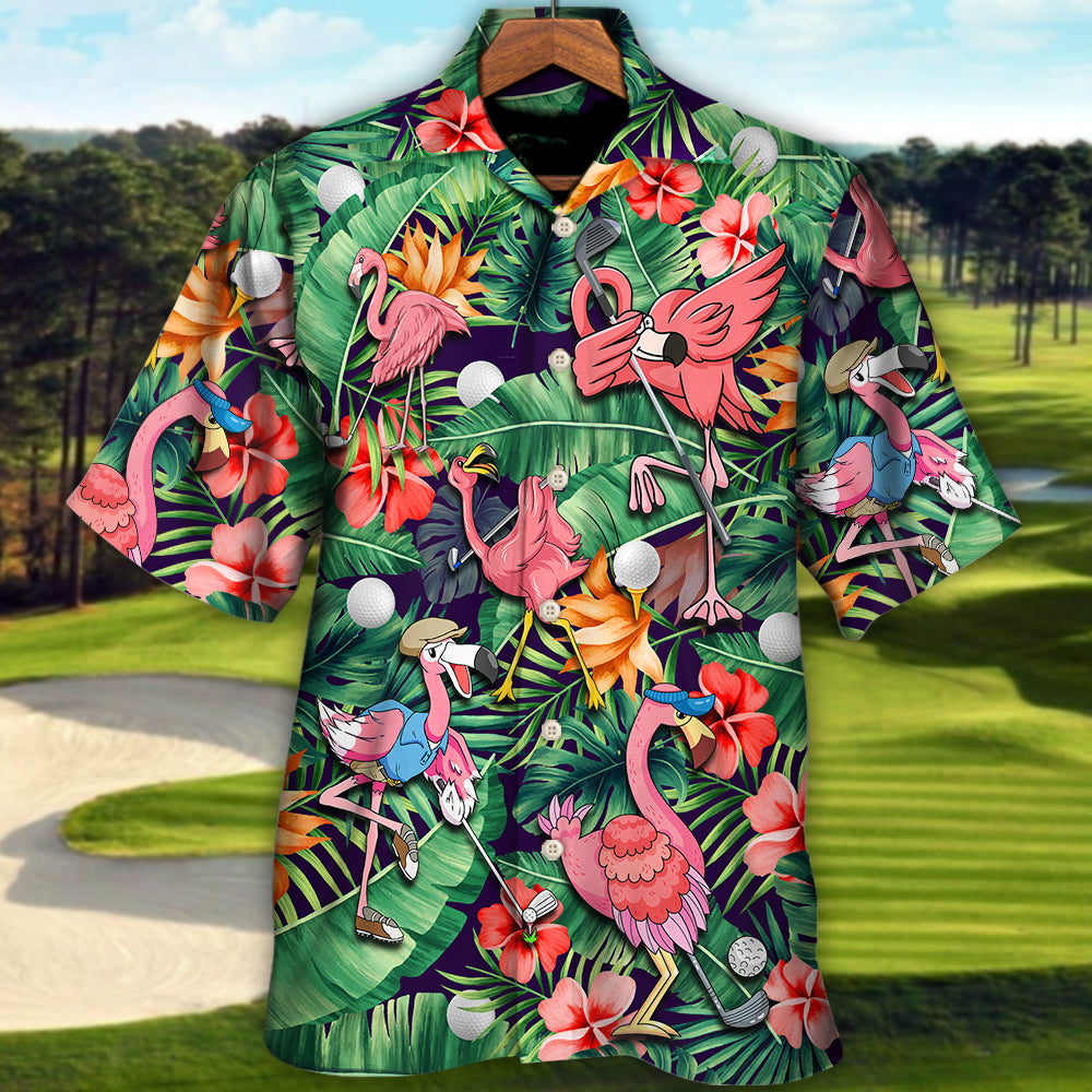 Golf Funny Flamingo Playing Golf Talk Birdie To Me Tropical Golf Lover - Hawaiian Shirt