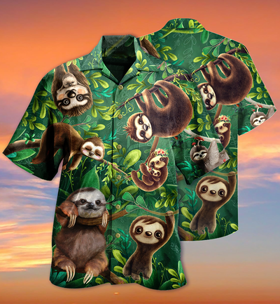 Sloth Lovely Cute Animals - Hawaiian Shirt - Owls Matrix LTD