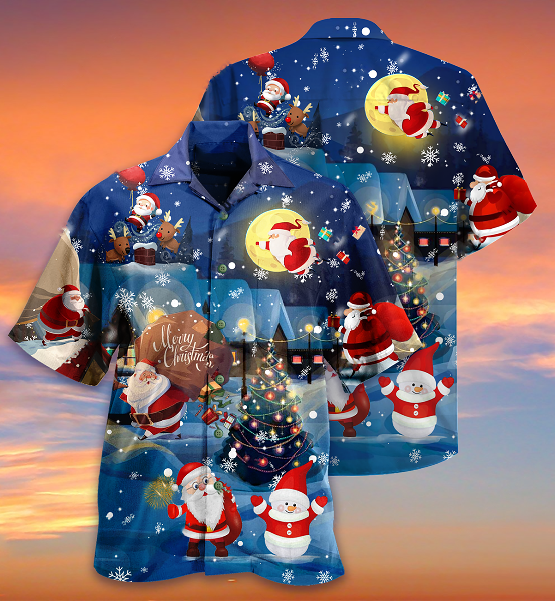 Christmas Love Santa And Gifts Lovely Night - Hawaiian Shirt - Owls Matrix LTD