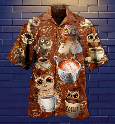 Owl Love Coffee Cool - Hawaiian Shirt - Owls Matrix LTD