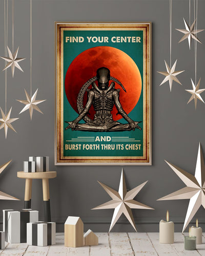 Yoga Find Your Center - Vertical Poster - Owls Matrix LTD