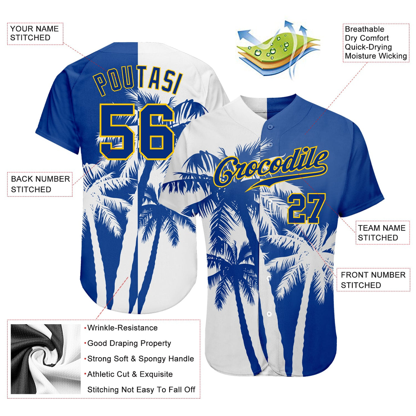 Custom 3D Pattern Design Hawaii Coconut Trees Authentic Baseball Jersey - Owls Matrix LTD