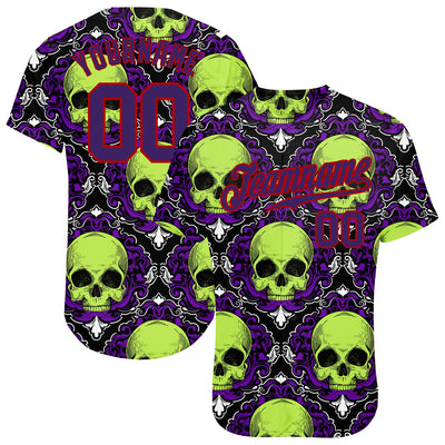 Custom 3D Pattern Halloween Skulls Authentic Baseball Jersey - Owls Matrix LTD