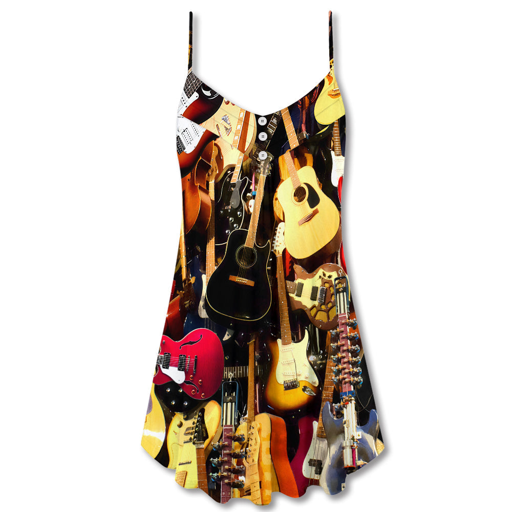 Guitar Music You Can Have - V-neck Sleeveless Cami Dress - Owls Matrix LTD