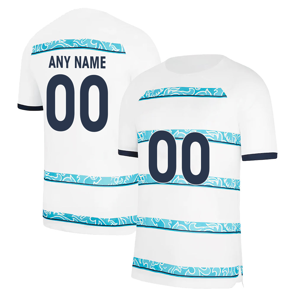 Custom Baby Blue Wave Line Pattern And White - Soccer Uniform Jersey
