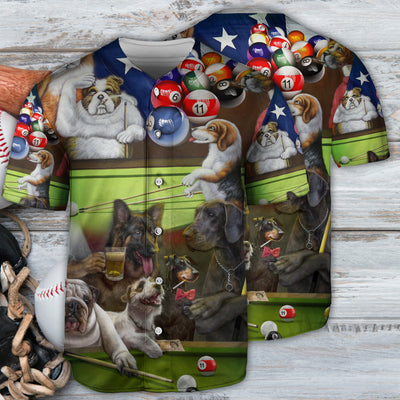 Billiard Independence Day Funny Dogs - Baseball Jersey - Owls Matrix LTD