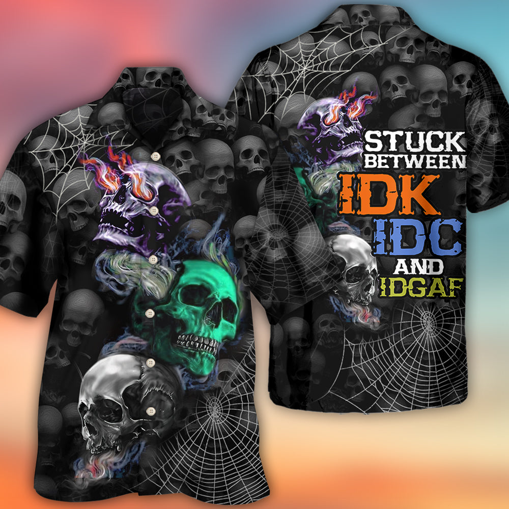 Skull Dark Colorful Burning - Hawaiian Shirt - Owls Matrix LTD