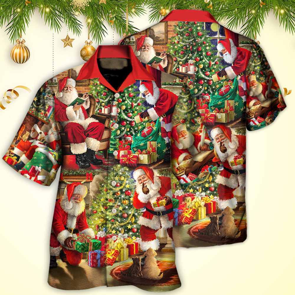 Christmas Santa Claus Story Gift For Xmas Painting Style - Hawaiian Shirt - Owls Matrix LTD