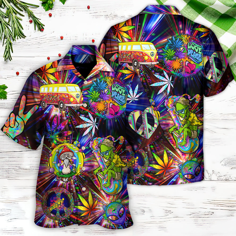Hippie Alien Peace The Colorful Of Life Amazing Neon Style - Hawaiian Shirt - Owls Matrix LTD