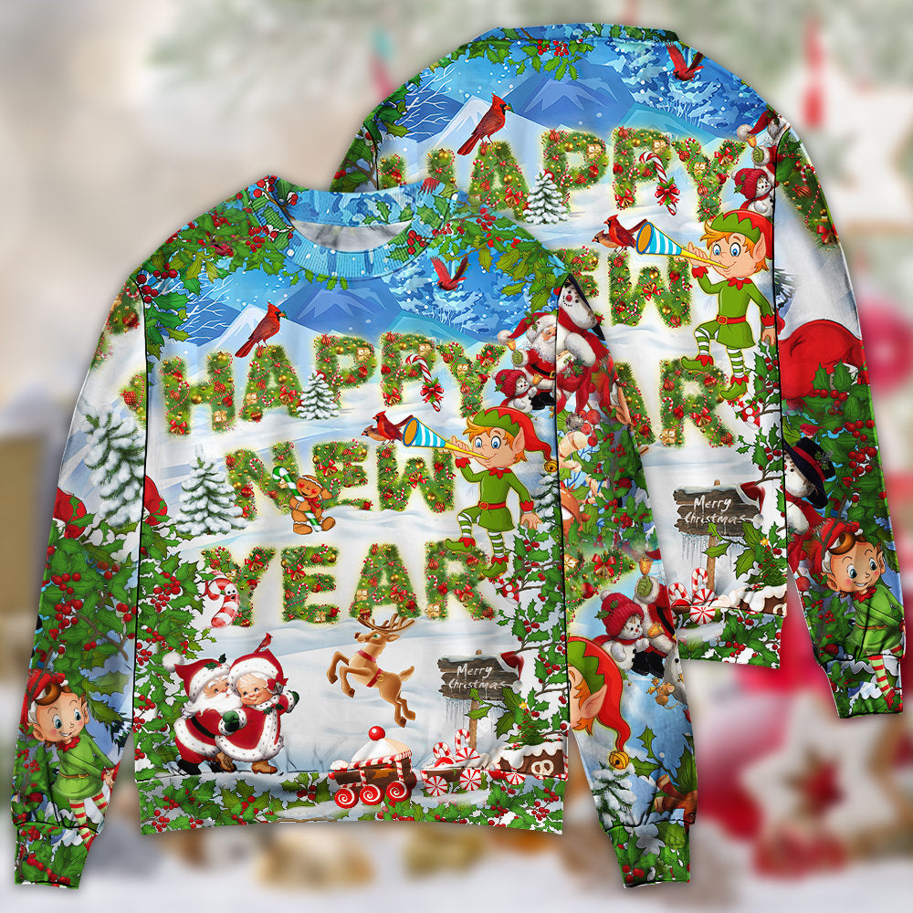 Christmas Happy New Year Snow - Sweater - Ugly Christmas Sweaters - Owls Matrix LTD