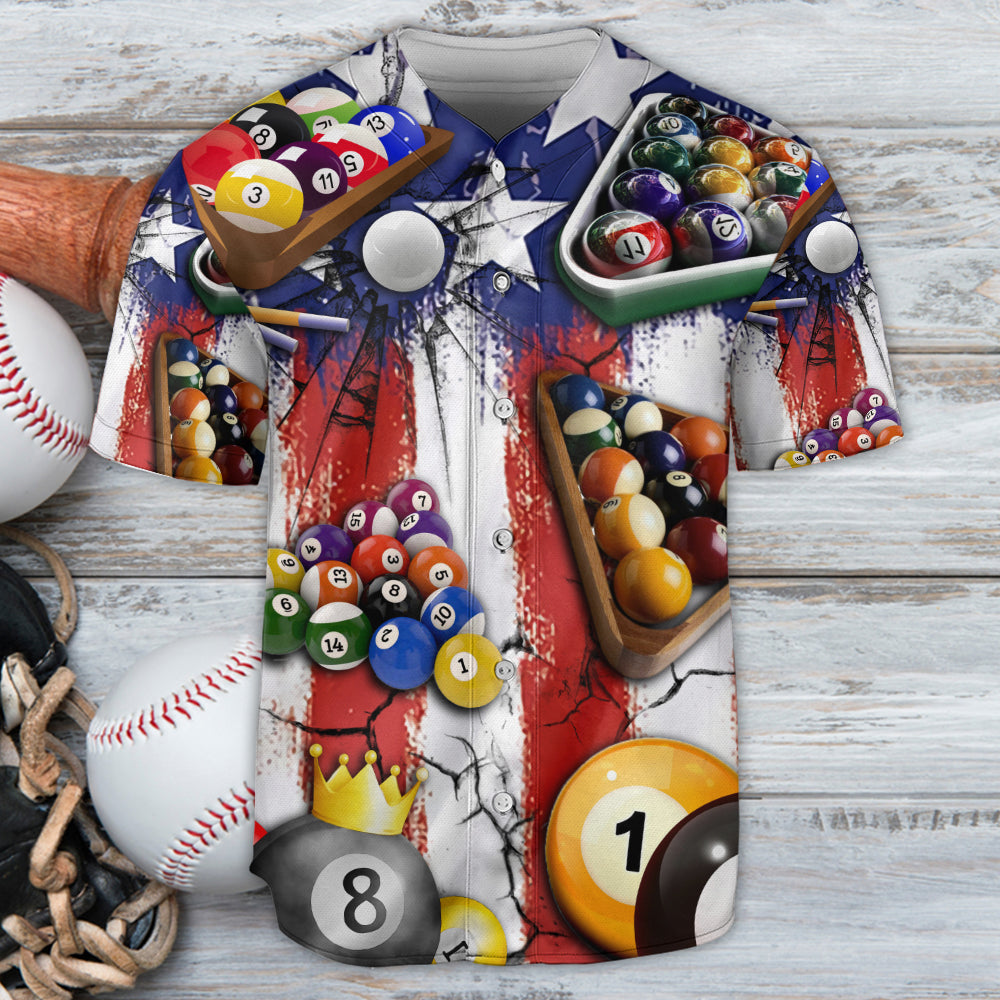 Billiard Independence Day American Flag - Baseball Jersey - Owls Matrix LTD