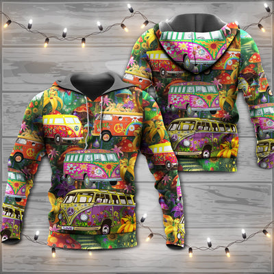 Hippie Bus Peace Life Colorful Style - Hoodie - Owls Matrix LTD