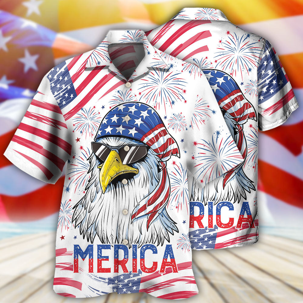 Eagle Independence Day American - Hawaiian Shirt - Owls Matrix LTD