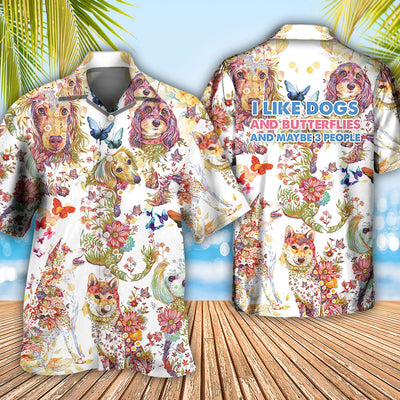 Dog I Like Dogs And Butterflies - Hawaiian Shirt - Owls Matrix LTD