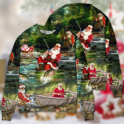 Christmas Merry Fishmasand A Happy New Reel - Sweater - Ugly Christmas Sweaters - Owls Matrix LTD