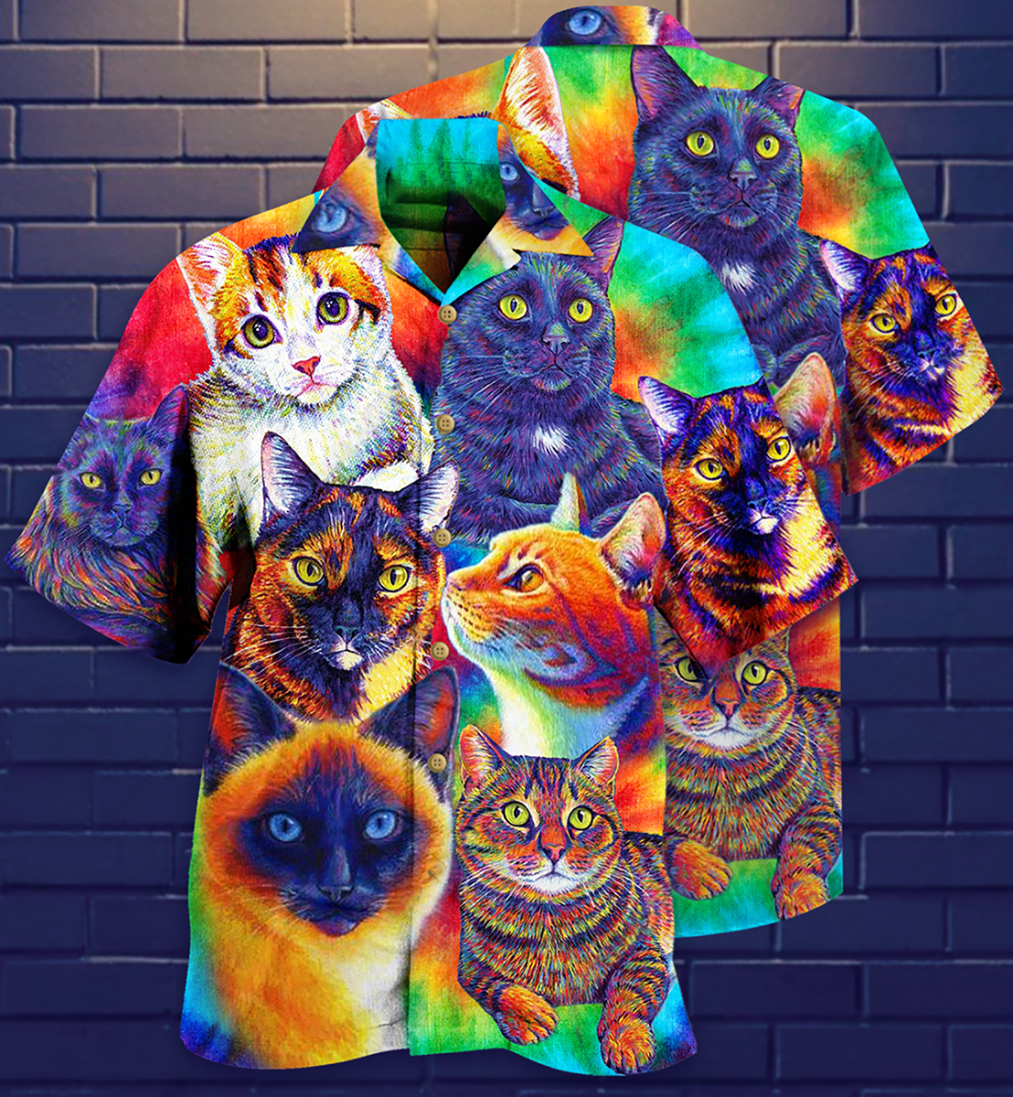 Cat Cute Colorful All My Soul - Hawaiian Shirt - Owls Matrix LTD