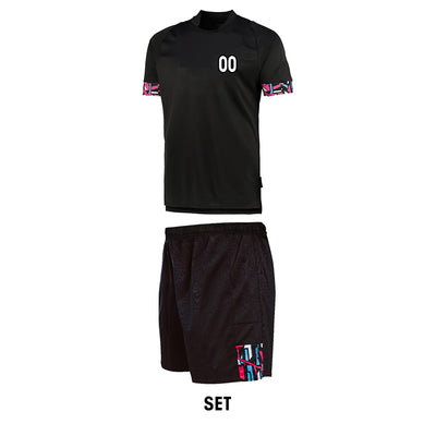 Custom Black And Little Neon Pink Blue - Soccer Uniform Jersey