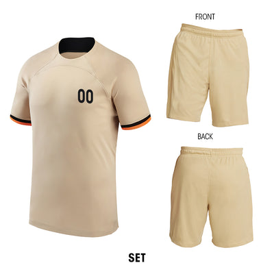 Custom Beige And Orange Line Border - Soccer Uniform Jersey