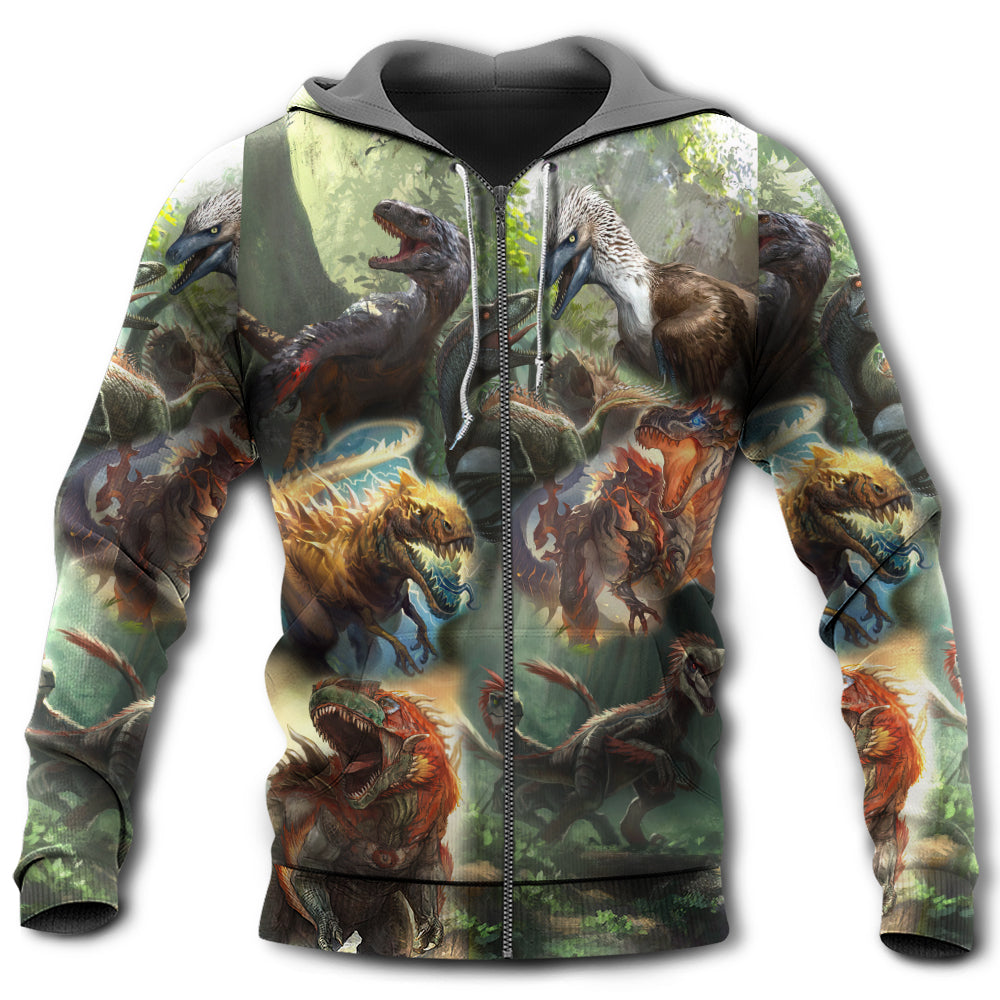 Zip Hoodie / S Dinosaur I Am Roar In The Jungle - Hoodie - Owls Matrix LTD