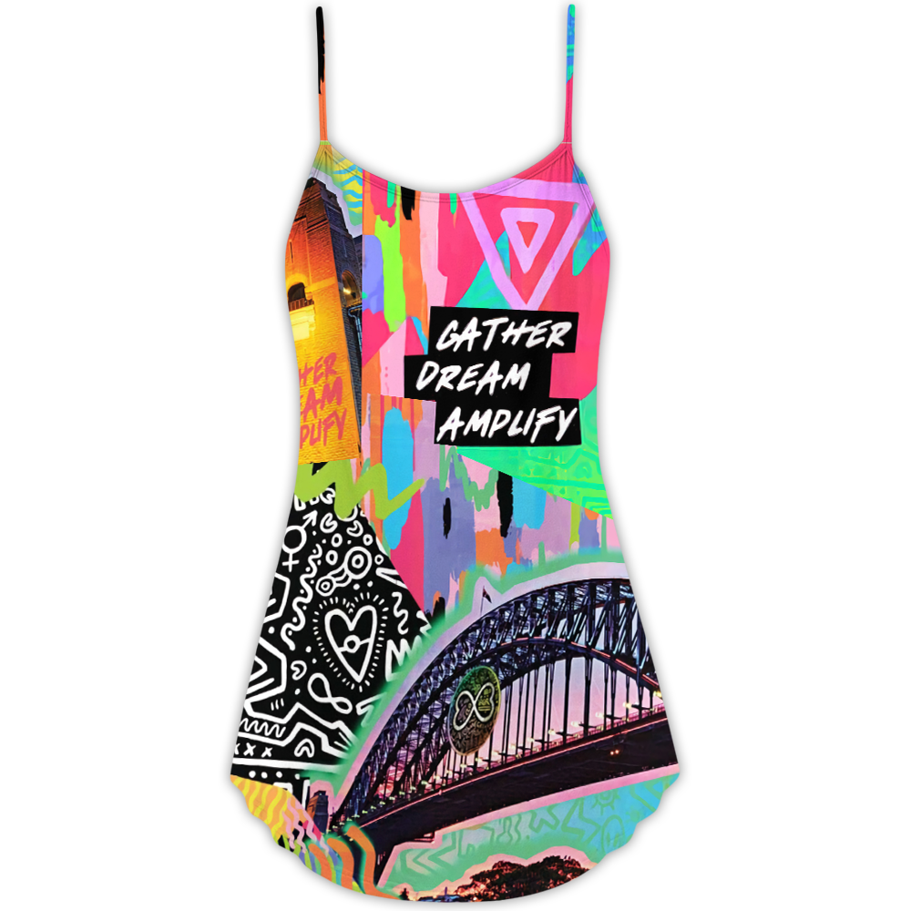 Sydney Mardi Gras Event 2023 - V-neck Sleeveless Cami Dress - Owls Matrix LTD