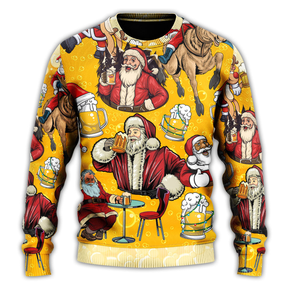 Christmas Sweater / S Beer Santa Funny Christmas Merry Xmas - Sweater - Ugly Christmas Sweaters - Owls Matrix LTD