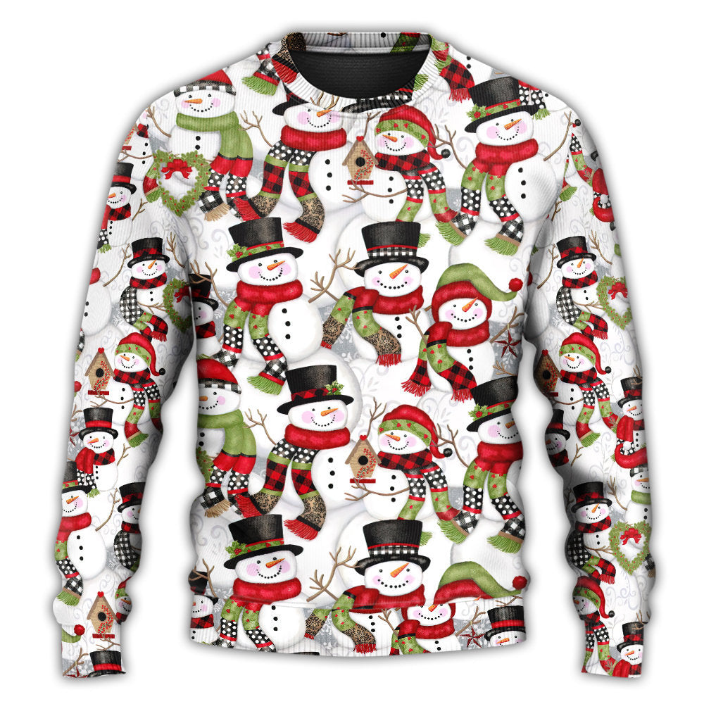 Christmas Sweater / S Christmas Snowman Family Happy Christmas - Sweater - Ugly Christmas Sweaters - Owls Matrix LTD