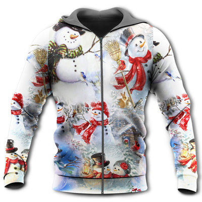 Zip Hoodie / S Snowman Christmas Merry Xmas - Hoodie - Owls Matrix LTD