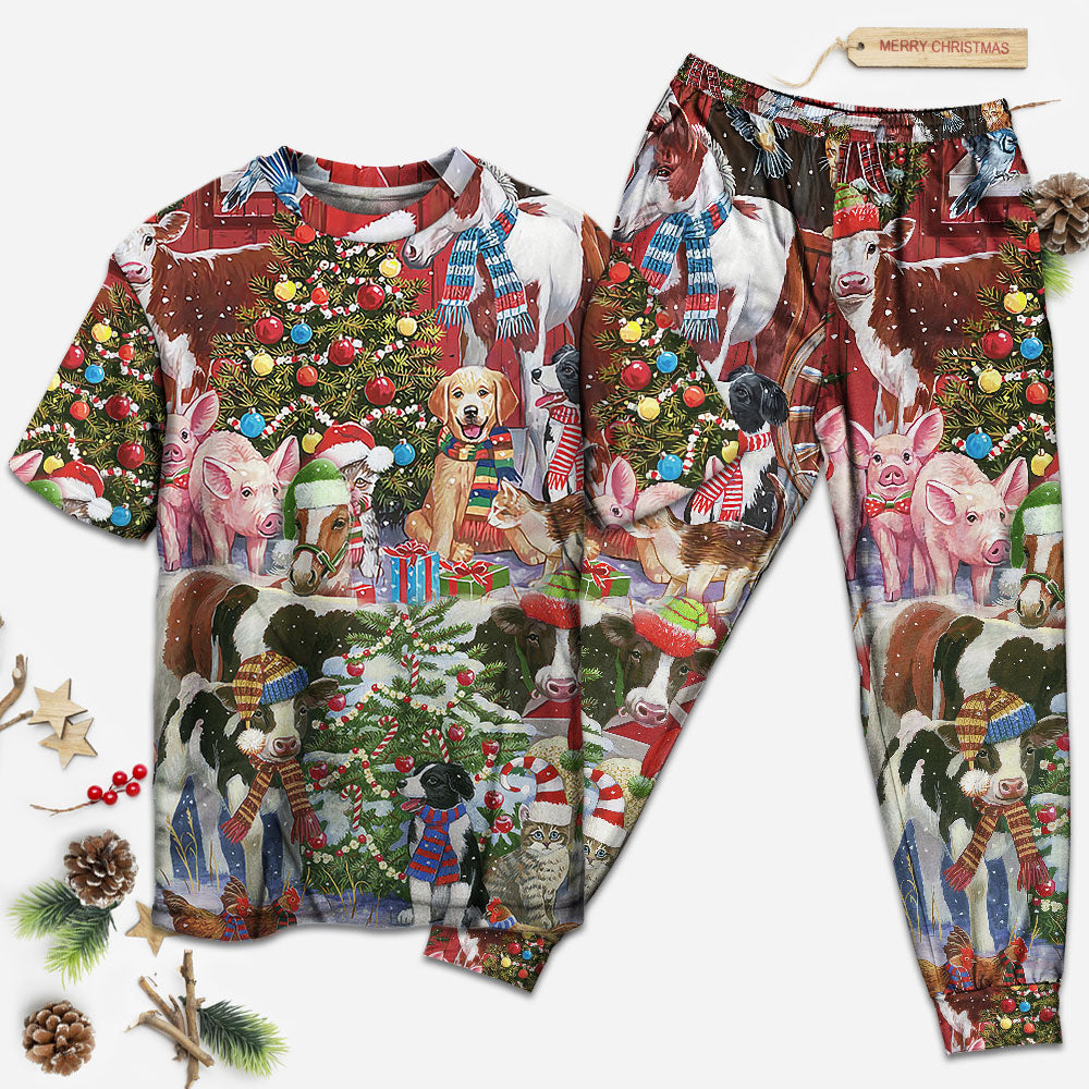 Christmas Farm Loving Xmas - Pajamas Short Sleeve - Owls Matrix LTD