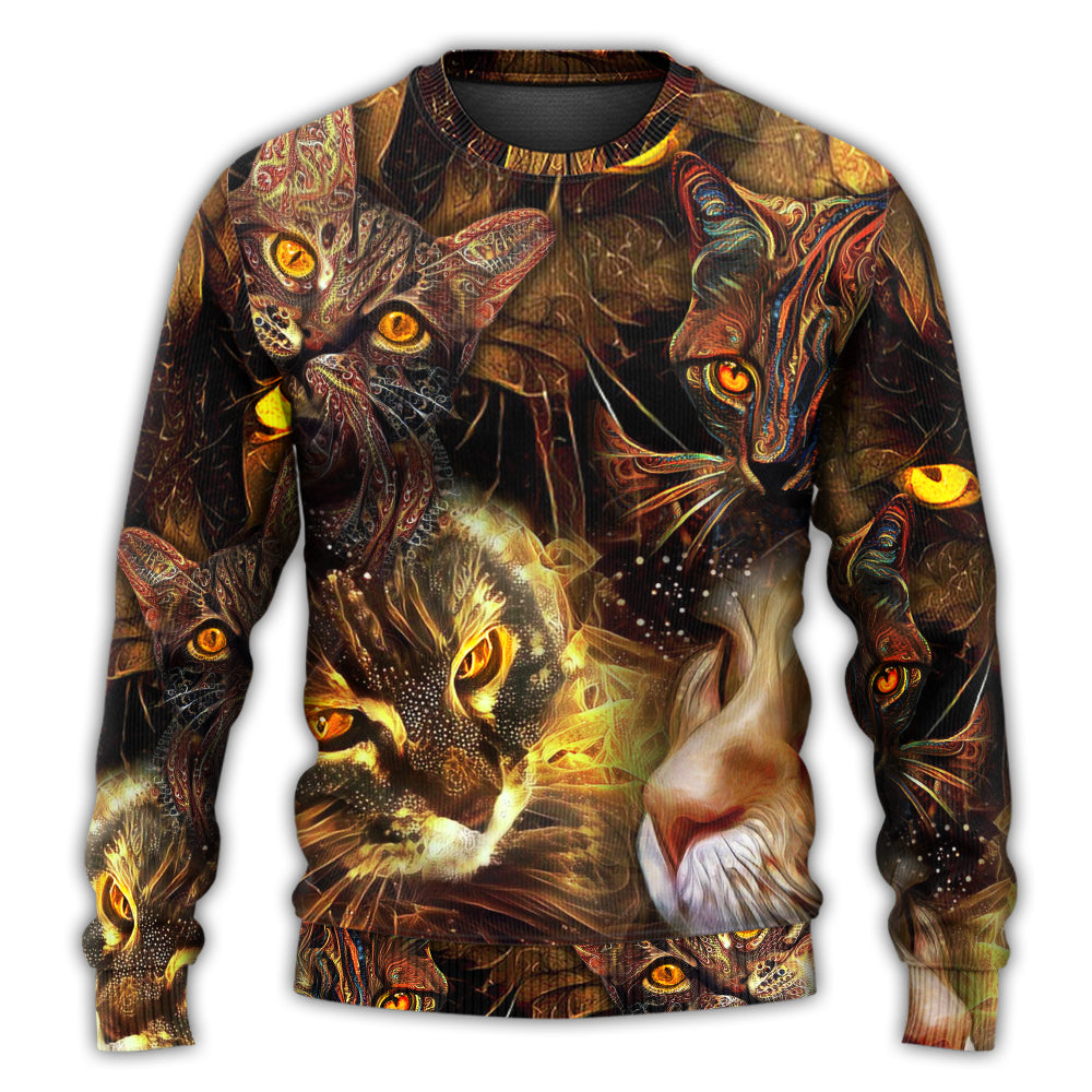 Christmas Sweater / S Cat Art Lover Cat Lightning Style - Sweater - Ugly Christmas Sweaters - Owls Matrix LTD