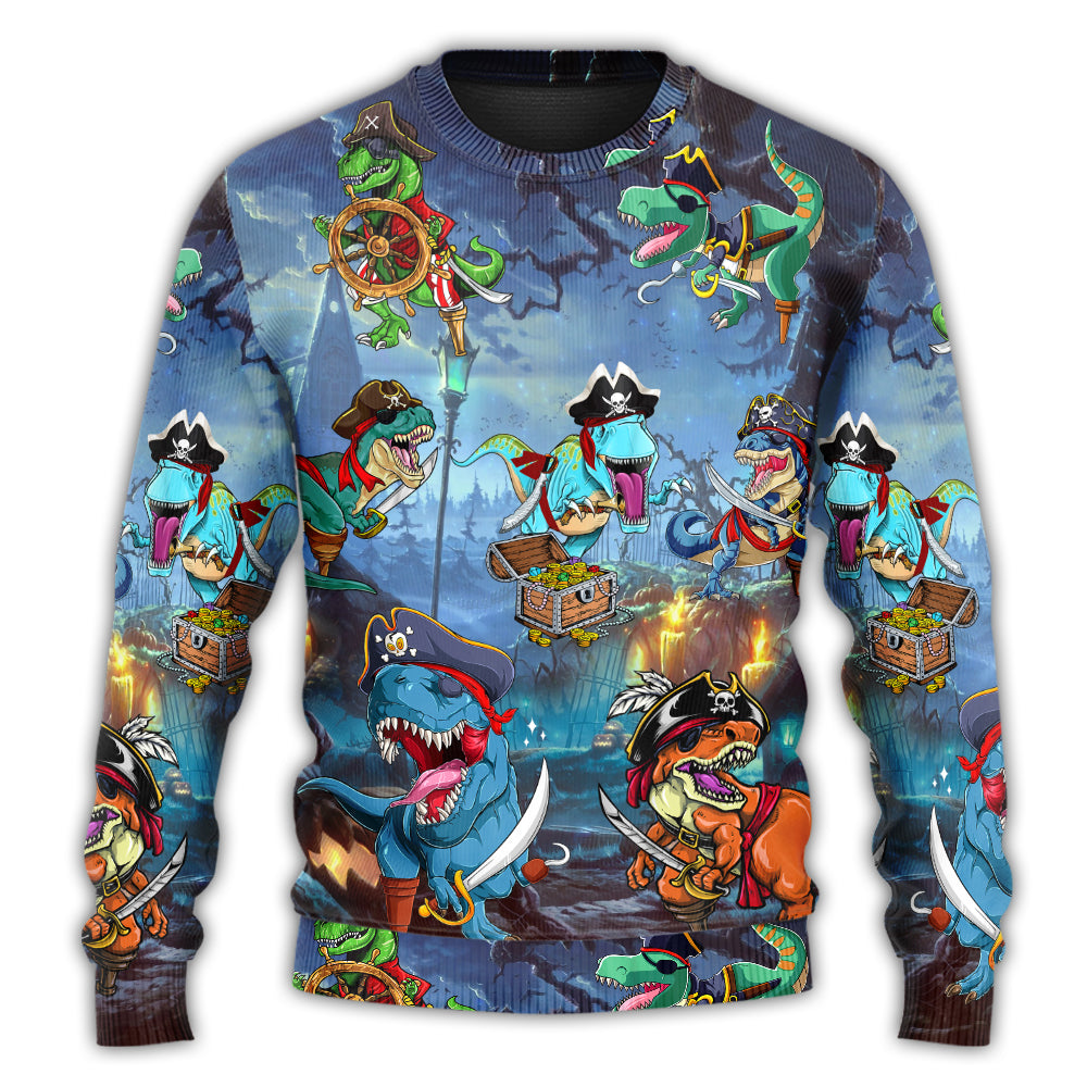 Halloween Pirate Dinosaur Scary - Sweater - Ugly Christmas Sweaters - Owls Matrix LTD