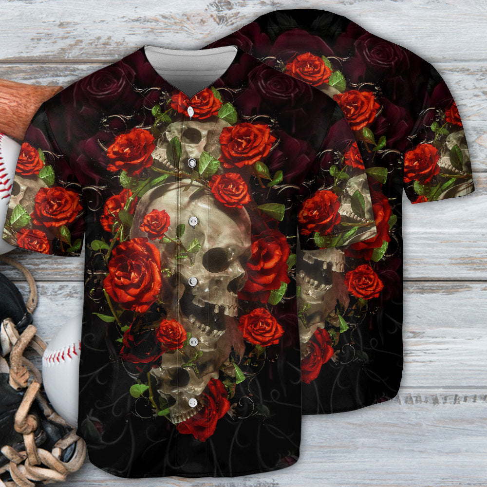 Skull And Roses Art - Baseball Jersey - Owls Matrix LTD