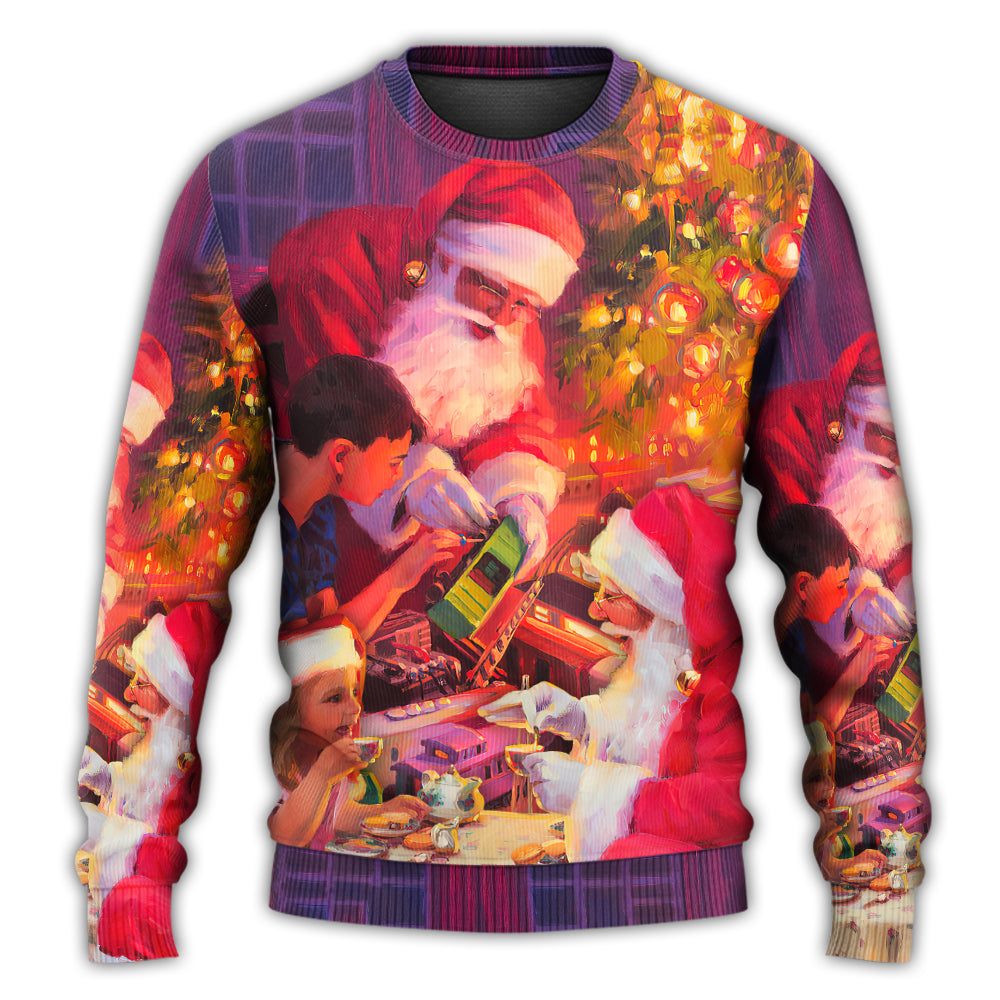 Christmas Sweater / S Christmas Santa Claus Story Light Art Style - Sweater - Ugly Christmas Sweaters - Owls Matrix LTD