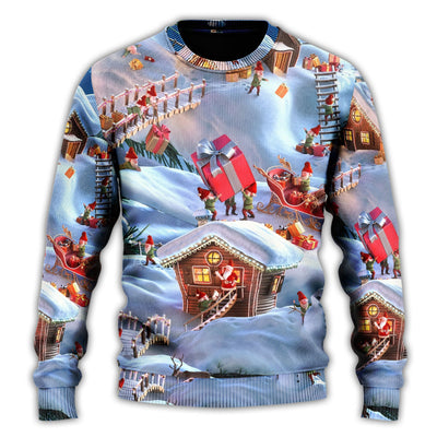 Christmas Sweater / S Christmas Santa And Gnome Merry Xmas - Sweater - Ugly Christmas Sweaters - Owls Matrix LTD