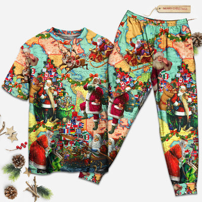 Chirstmas Love Santa Xmas - Pajamas Short Sleeve - Owls Matrix LTD