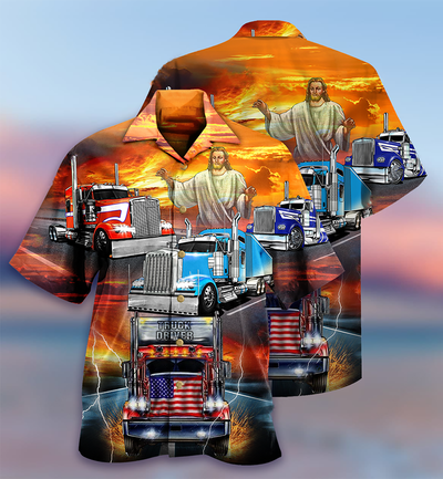 Truck Driver Jesus Bless In The Sunset - Hawaiian Shirt - Owls Matrix LTD