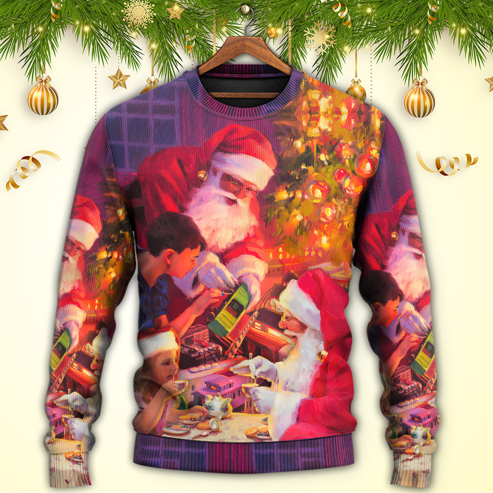 Christmas Santa Claus Story Light Art Style - Sweater - Ugly Christmas Sweaters - Owls Matrix LTD
