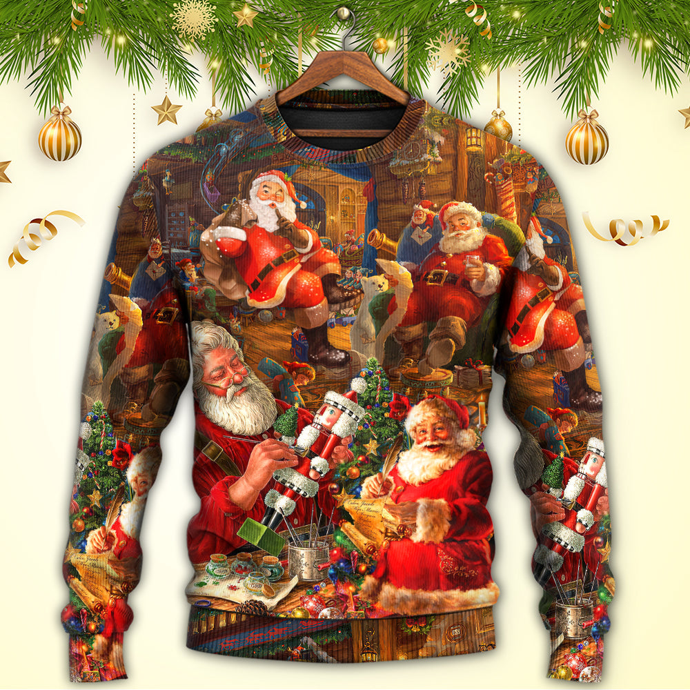 Christmas Funny Santa Claus Gift Xmas Is Coming Art Style - Sweater - Ugly Christmas Sweaters - Owls Matrix LTD