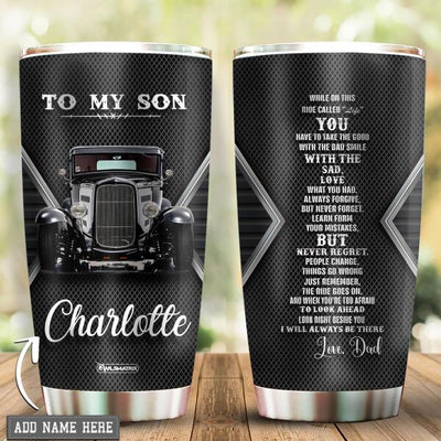 Hot Rod To My Son Personalized - Tumbler - Owls Matrix LTD