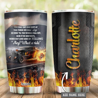 Hot Rod Hey What A Ride Personalized - Tumbler - Owls Matrix LTD